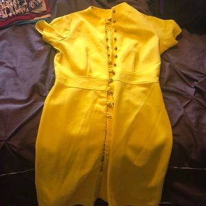 Jackie O style yellow work dress